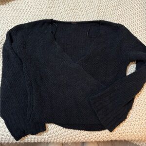 Black Free People cropped wrap front Sweater